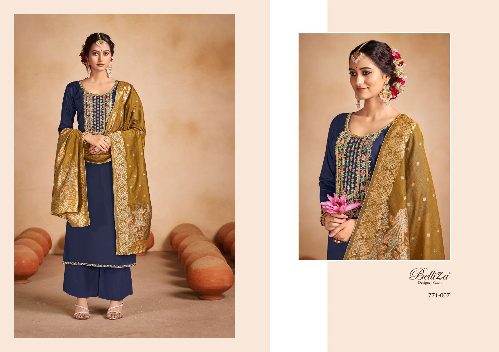 Saadgi By Belliza 771-001 To 771-008 Cotton Dress Material Catalog